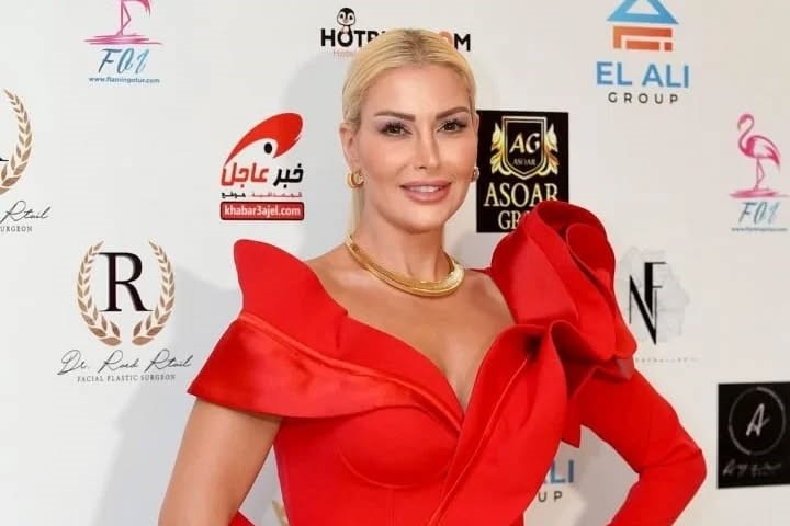 Christina Sawaya looking stunning dressed in a Fouad Sarkis dress for her recent appearances.