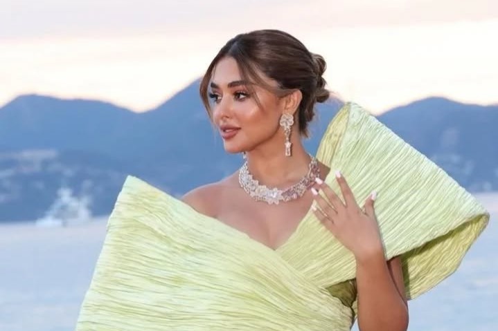 The beautiful #eleensuliman in a @saramrad dress for yesterday’s red-carpet event;76th edition of Cannes Film Festival.