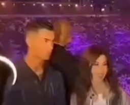Lebanese super star @nancyajram seen with the power couple @cristiano and @georginagio during #riyadhseason.