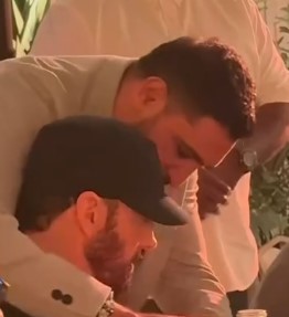 American rapper @eminem receives a limited edition watch by Ameer Khan during the opening Gala Dinner of #riyadhseason in KSA.