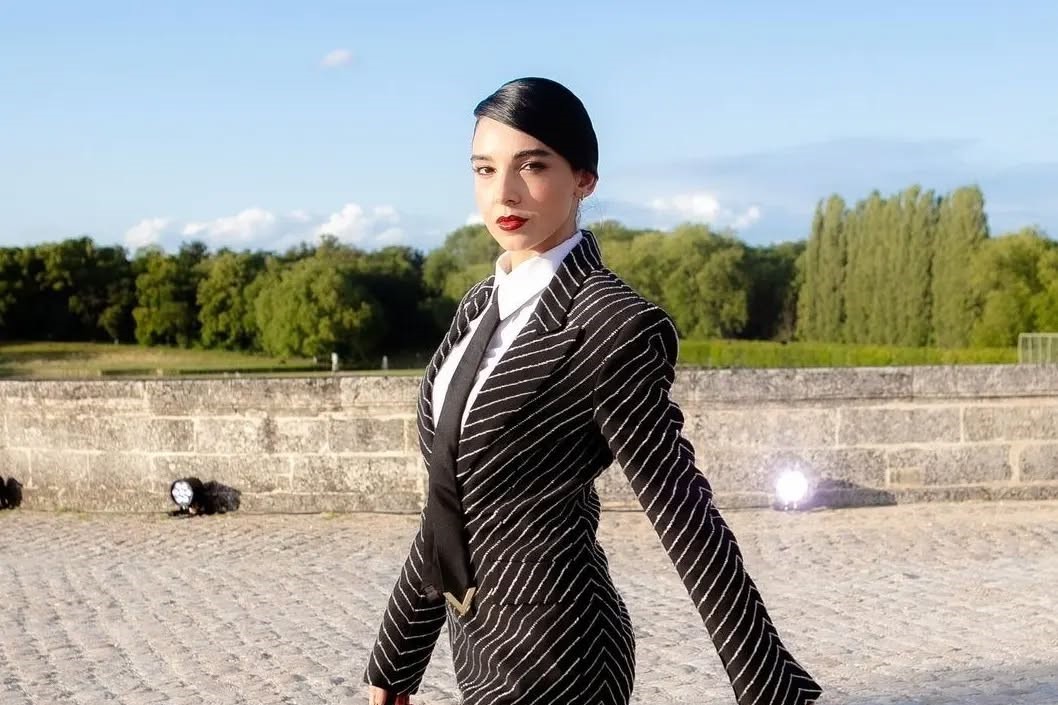 The beautiful Egyptian Salma Abu Deif @salmaabudeif looks stunning in a Valentino look for #valentinohautecouture held in Chantilly, France.