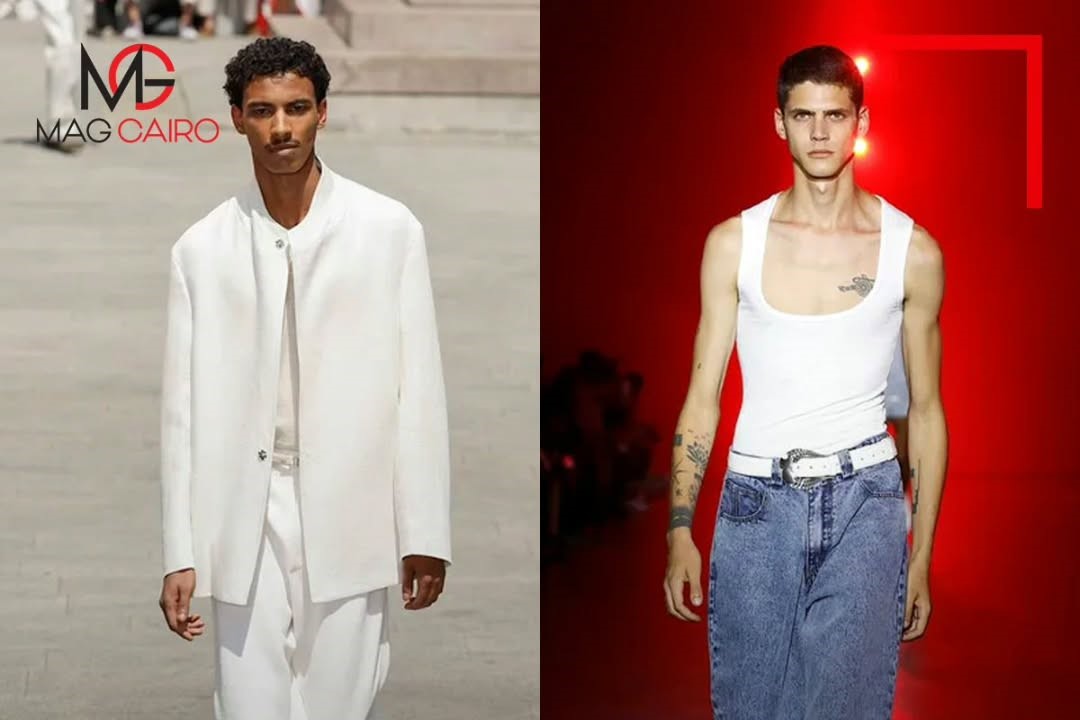 Egyptian models Mohamed Hassan and Youssef Sharaf walk Milan Fashion Week.