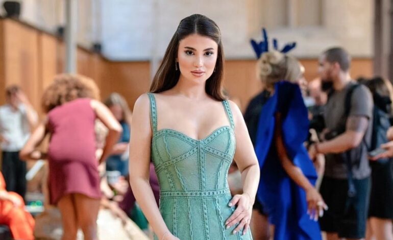Paris Fashion Week welcomes another striking appearance as Hoda El Etreby steps into the spotlight in an ethereal turquoise couture creation by Tony Ward, styled by Sarah Keyrouz.